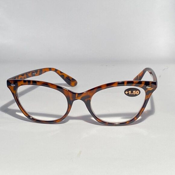0772 Reading Glasses 1.50 Readers Tortoise Modified Cateye Frames NWT - Picture 2 of 8